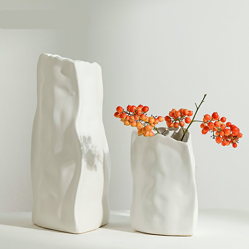 北歐不規則藝術陶瓷花瓶擺件客廳干花插花器創意家居玄關餐桌裝飾