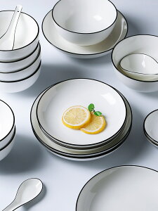 日式陶瓷盤子菜盤深盤家用骨碟 北歐創意餐具套裝西餐盤魚盤 半曉