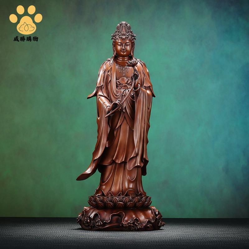 紫銅 西方三圣擺件 家居室內供奉釋迦觀音大勢至立像銅工藝品佛像【W1118】