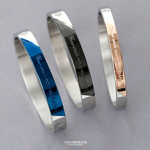 鋼製英文刻字單鑽情侶手環【NA437】單個價格