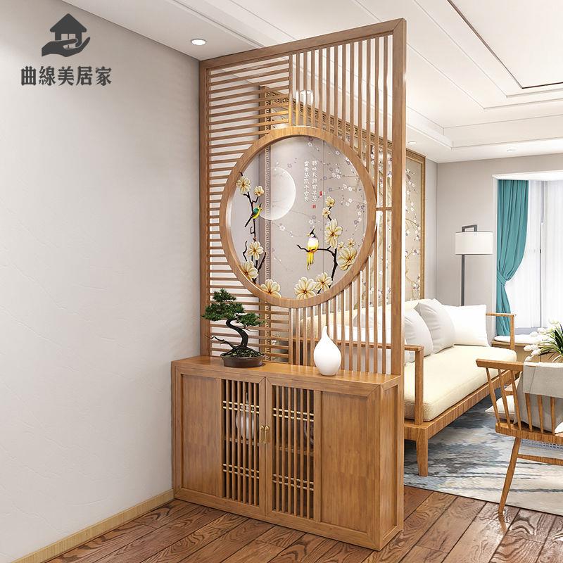 廠家直出 置物架 隔斷 收納架 展示架 多層架 新中式實木入戶門廳玄關隔斷屏風儲物鞋櫃簡約現代遮擋置物架家用 工廠現貨 八折下殺syeb