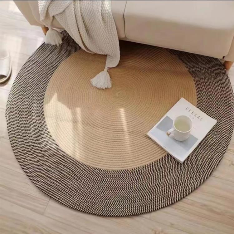 北歐客廳地毯茶幾毯臥室地墊家用可洗沙發床邊大面積圓形手工編織