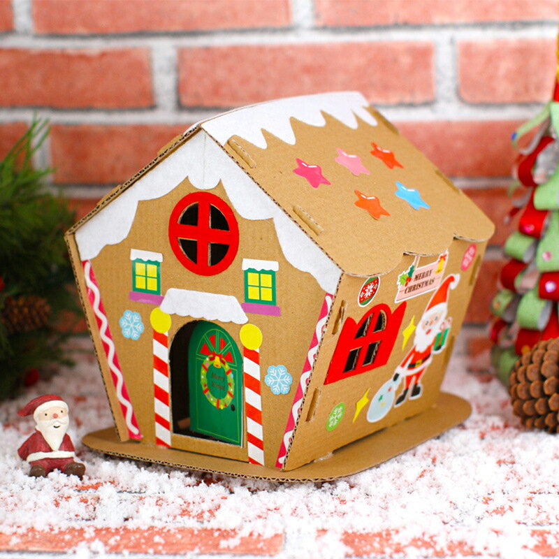 聖誕節 DIY 紙板薑餅屋 材料包 手作 兒童 美勞 耶誕 裝飾 【BlueCat】【XM0505】