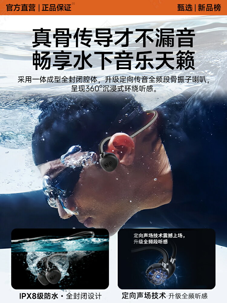 真骨傳導無線藍牙耳機2024新款不入耳式運動防水游泳降噪高音質-樂購