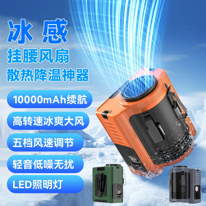 2025戶外USB掛腰風扇 長續航移動電源1W毫安LED照明燈新品小【博野五金】
