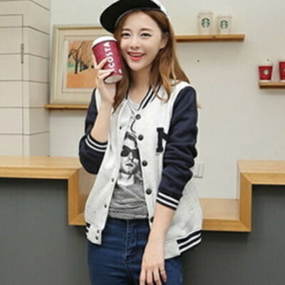 現貨+預購 棒球外套 短款夾克-圓領拼接撞色寬鬆女外套5款72aq7【獨家進口】【米蘭精品】