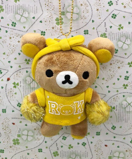 【震撼精品百貨】Rilakkuma San-X 拉拉熊懶懶熊 絨毛鎖圈吊飾 黃啦啦隊#63902 震撼日式精品百貨