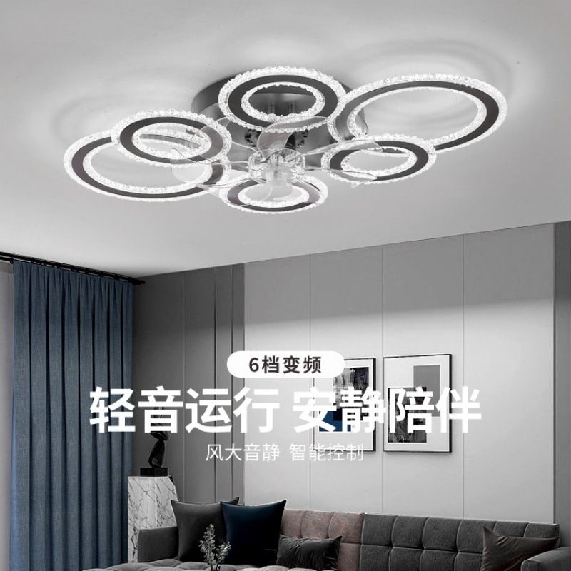 新款圓圈風扇燈簡約跨境110v吸頂燈餐廳客廳臥室電扇燈中山工廠-貼心優衣家居