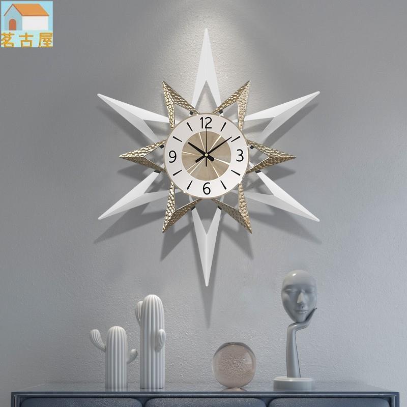 家居藝術裝飾時鐘 金屬質感客廳玄關墻面掛鐘 鐵藝靜音時鐘錶 星語造型