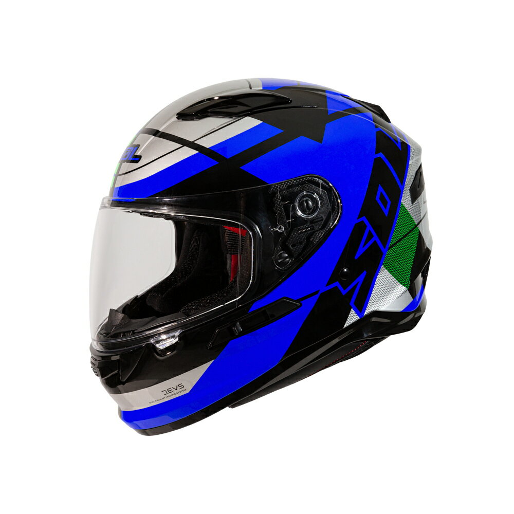 【SOL Helmets】SF-6全罩式安全帽 (超視界_黑/綠銀) ｜ SOL安全帽官方商城