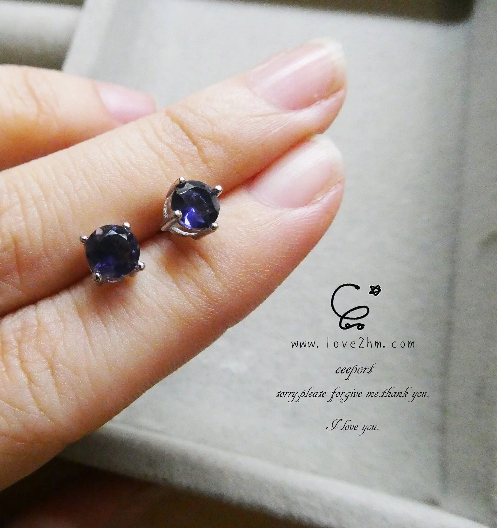 堇青石S925純銀耳釘 堇青石 純銀耳環 925純銀 晶晶工坊-love2hm 273111 4