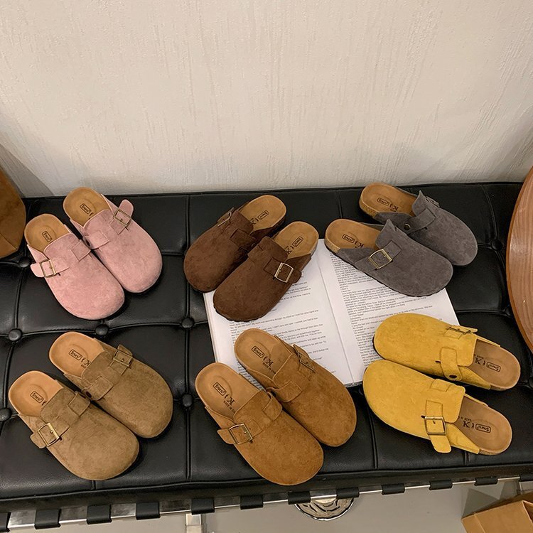 2.5CM復古包頭半拖鞋女2025春新款軟木一腳蹬舒適懶人百搭勃肯鞋