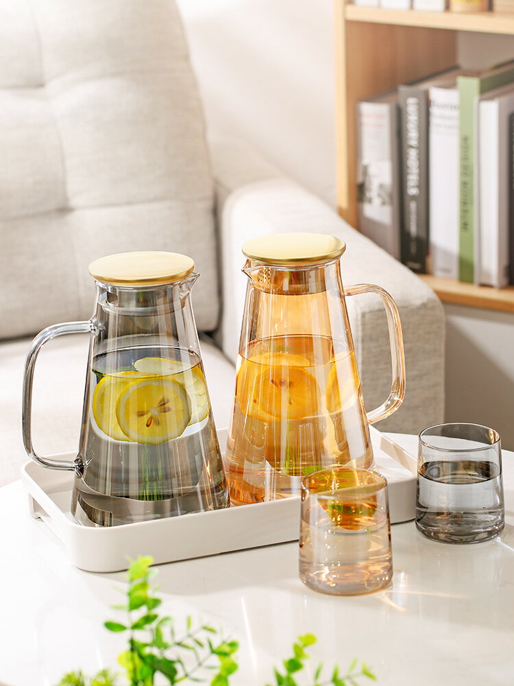 冷水壺玻璃耐熱高溫家用涼白開泡茶壺水杯套裝檸檬水果汁涼水壺