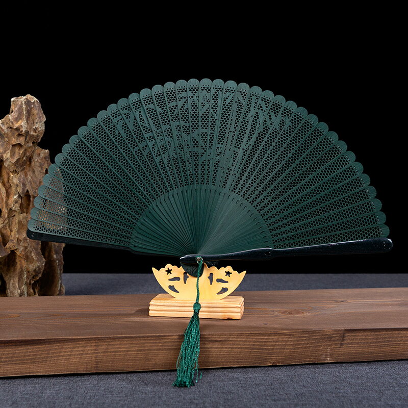 古風女式折扇全竹鏤空雕刻古典全竹扇子中國風隨身日用扇子禮品扇
