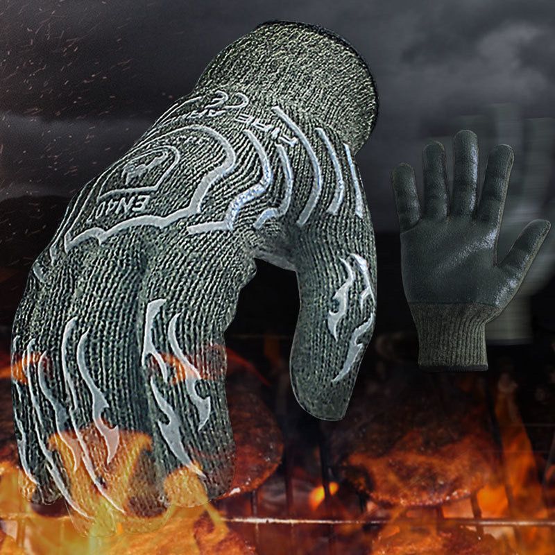 耐高溫手套 隔熱手套 防燙雪狼手套 戶外燒烤隔熱耐高溫防火燙阻燃手套 全指冬季露營防燙手套