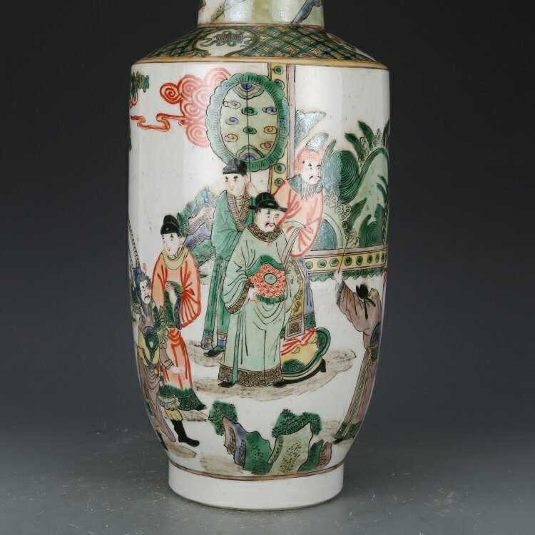 大清康熙五彩人物故事棒槌瓶仿古瓷器古董真品彩繪花瓶古玩收藏| 協貿