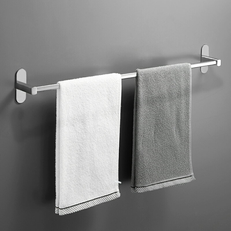 毛巾架免打孔衛生間浴室架子壁掛式涼晾毛巾單桿太空鋁浴巾置物架
