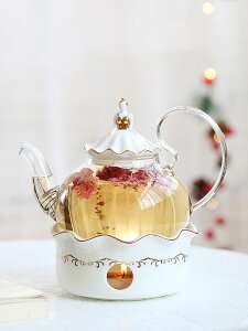 那些時光 花茶壺 蠟燭加熱水果茶壺套裝 耐熱玻璃下午茶花果茶壺