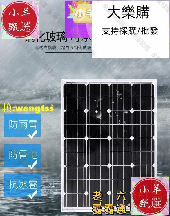 【全球優品匯】100單晶太陽能發電板太陽能板電池板太陽能發電系統12V家用小羊甄選