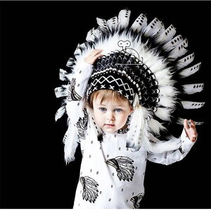 INS風北歐攝影影樓實景道具印第安羽毛頭飾拍照道具裝飾服飾配件