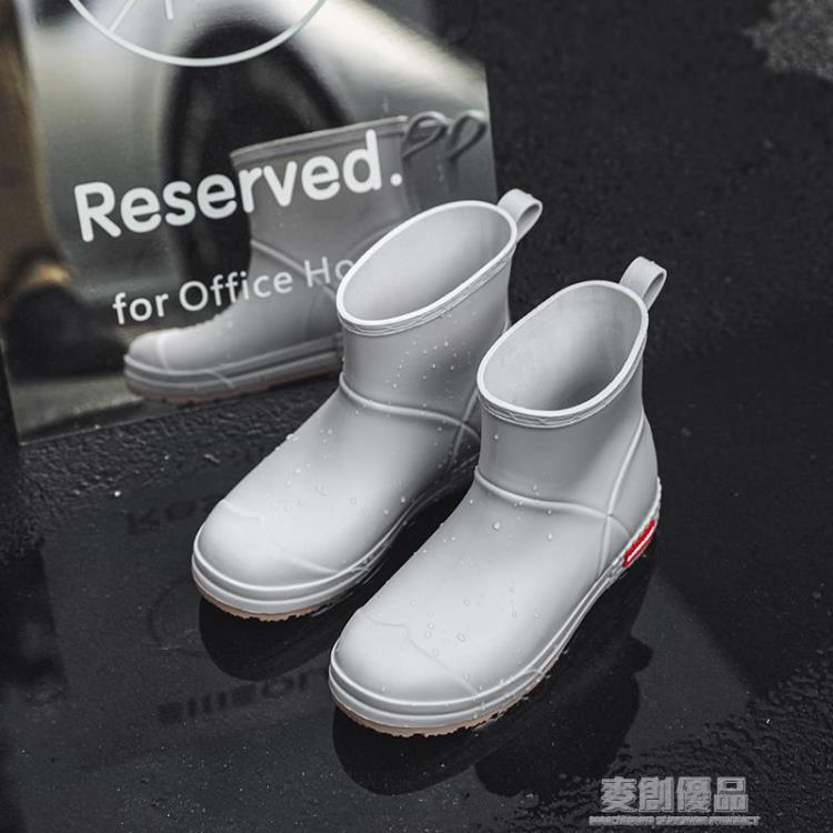 時尚雨鞋男士韓版新款防滑工作膠鞋加絨保暖水鞋洗車防水短筒雨靴 樂樂百貨