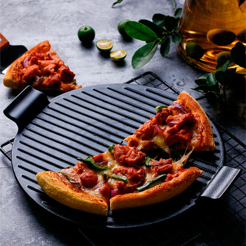 景德鎮創意餐具雙耳烤盤披薩盤子家用托盤圓形陶瓷面包盤水果茶盤