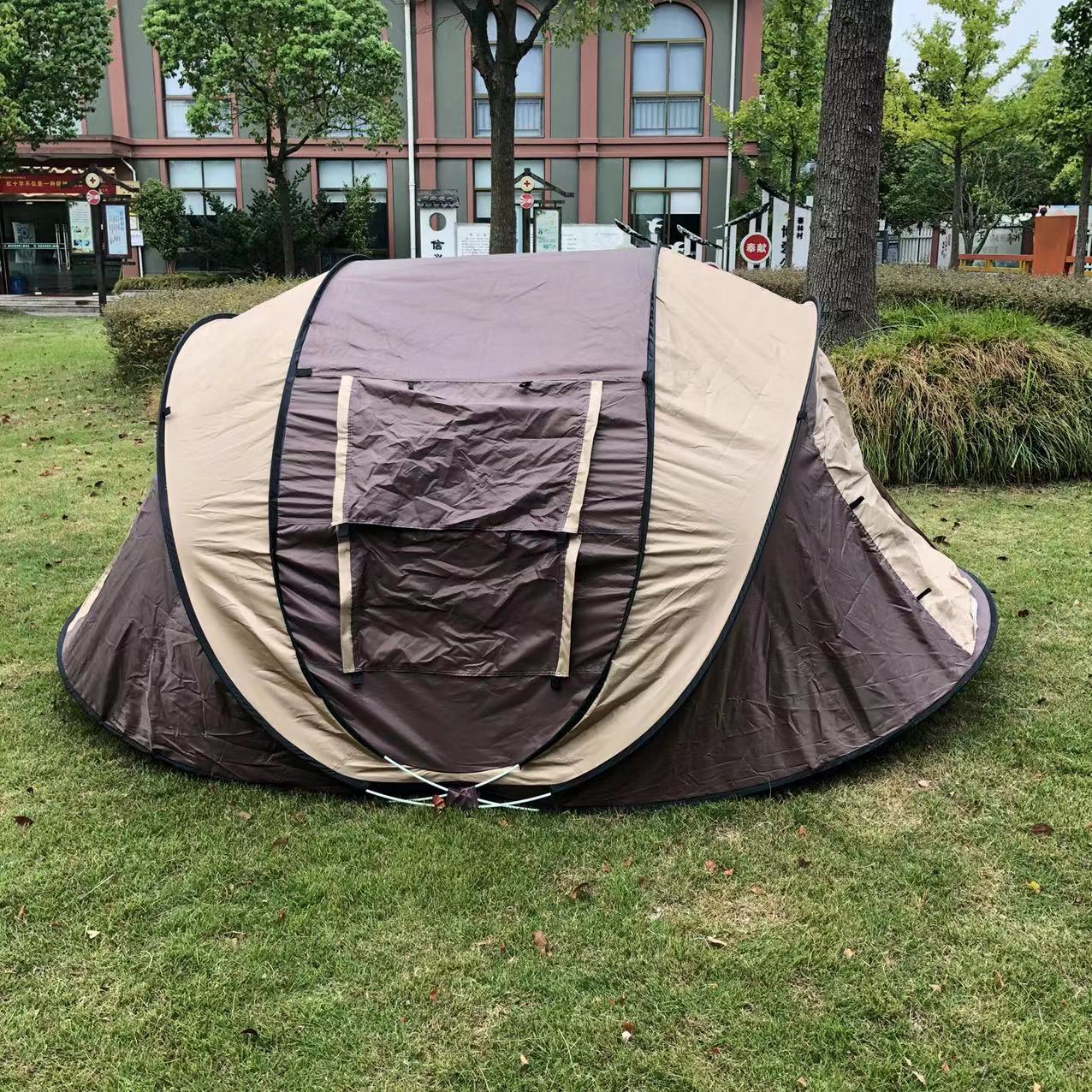 野外帳篷防雨戶外野營加厚帳篷全自動一秒速開3-4人防曬露營裝備