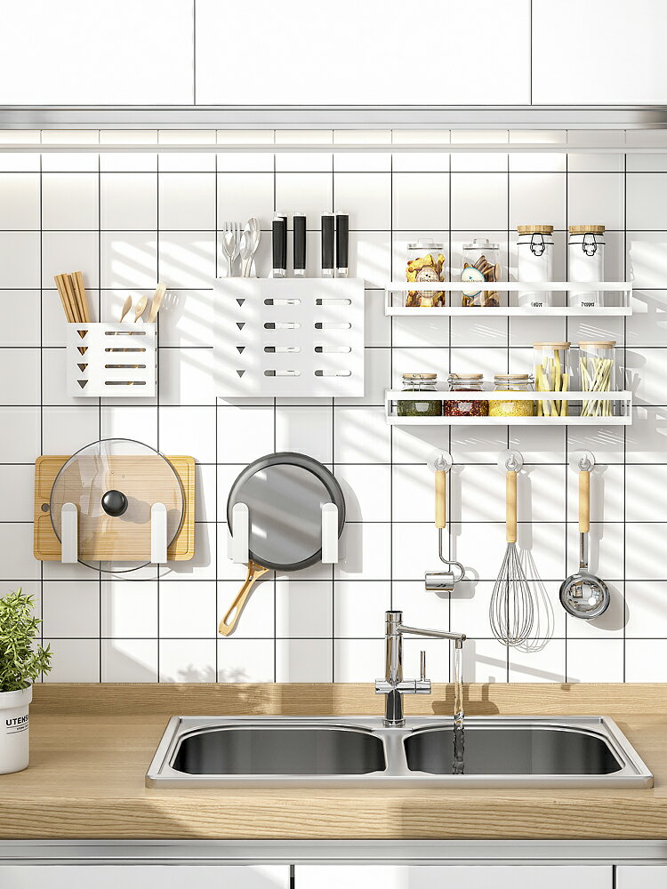 壁掛式刀架廚房用品置物架子多功能刀具筷子籠一體菜刀放置收納盒