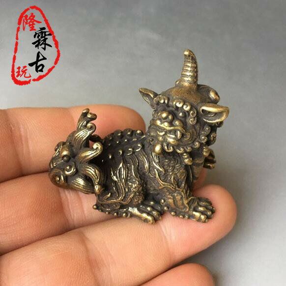 古董古玩收藏擺件黃銅招財貔貅風水銅器獨角獸把玩收藏復古老物件