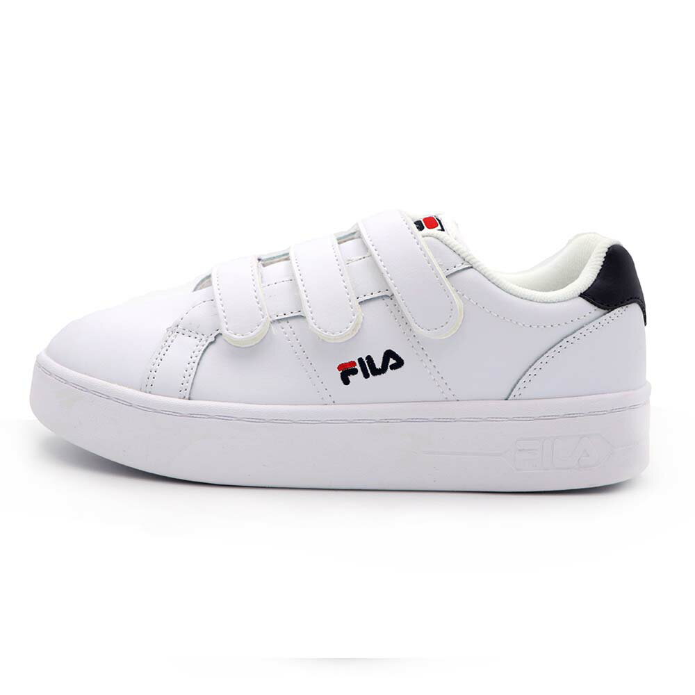 【全館滿額折】 Fila 白色 百搭 皮質 厚底 厚底 魔鬼氈 休閒鞋 女款 J1897【新竹皇家 4-C302X-123】