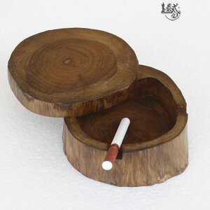 中式實木帶蓋煙灰缸簡約創意旋轉煙缸ktv個性煙灰缸木質收納盒子