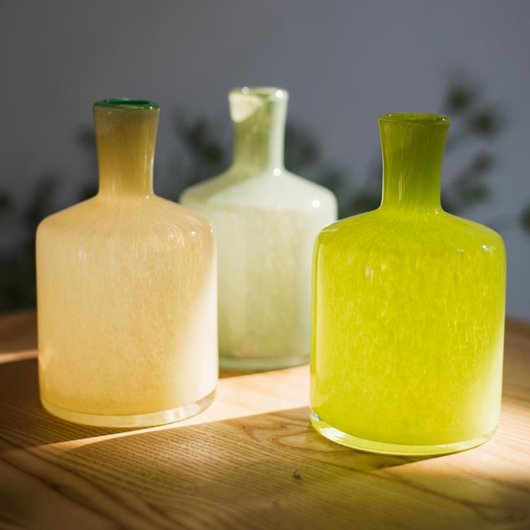 手工藝術玻璃花瓶 小口花插香薰瓶精油瓶裝飾擺件北歐莫蘭迪