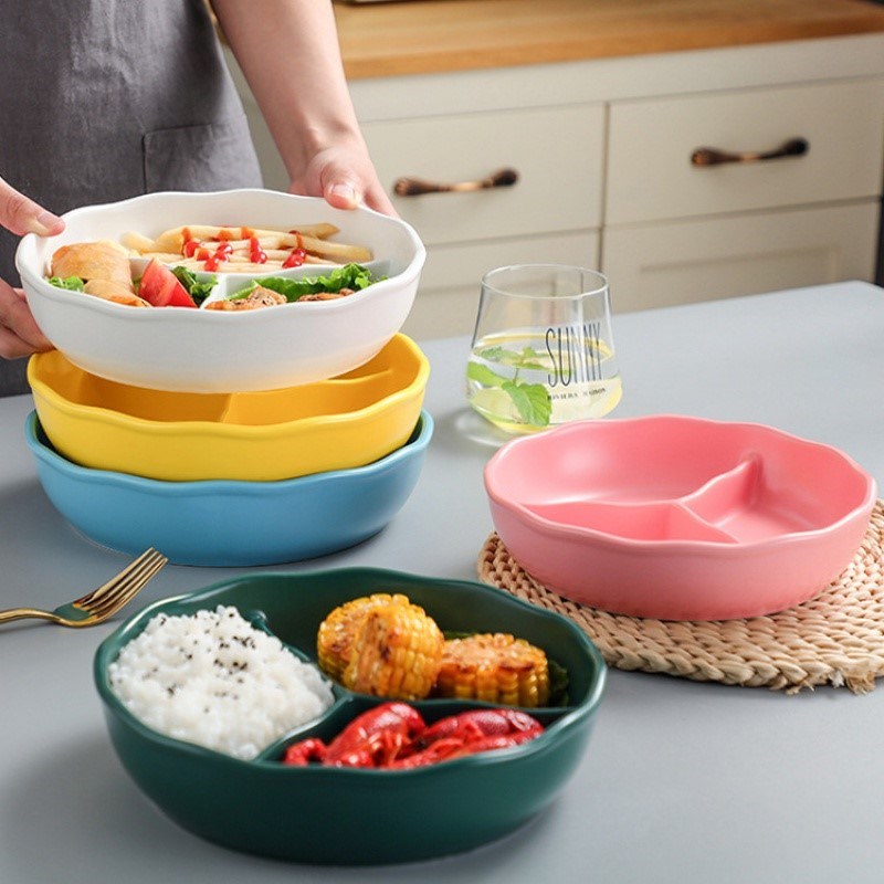 餐盤分格控量大人家用陶瓷定量碗一人食餐盤便當盒水果盤分餐