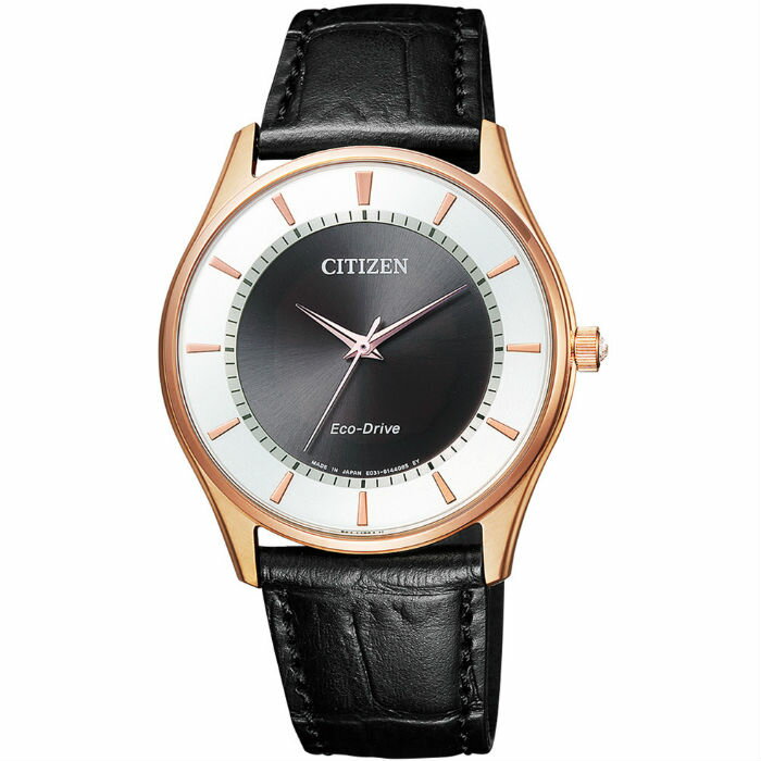 CITIZEN 星辰 BJ6482-04E 簡約時尚光動能腕錶 / 黑+白面 37.2mm