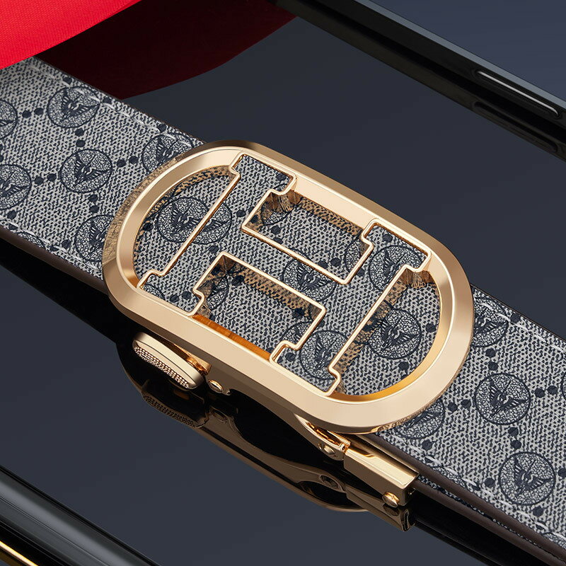 【喜挖】英皇保羅皮帶男士真皮高級感時尚百搭合金腰帶男士自動扣皮帶