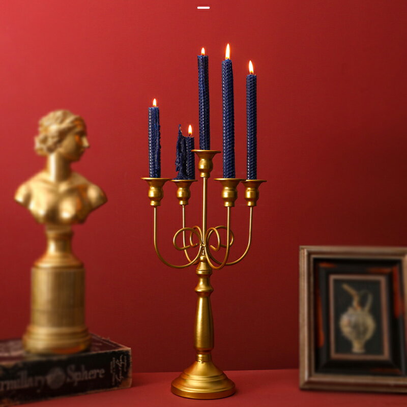 歐式單頭三頭五頭蠟燭臺家居裝飾擺件婚慶道具西餐廳燭光晚餐燭臺