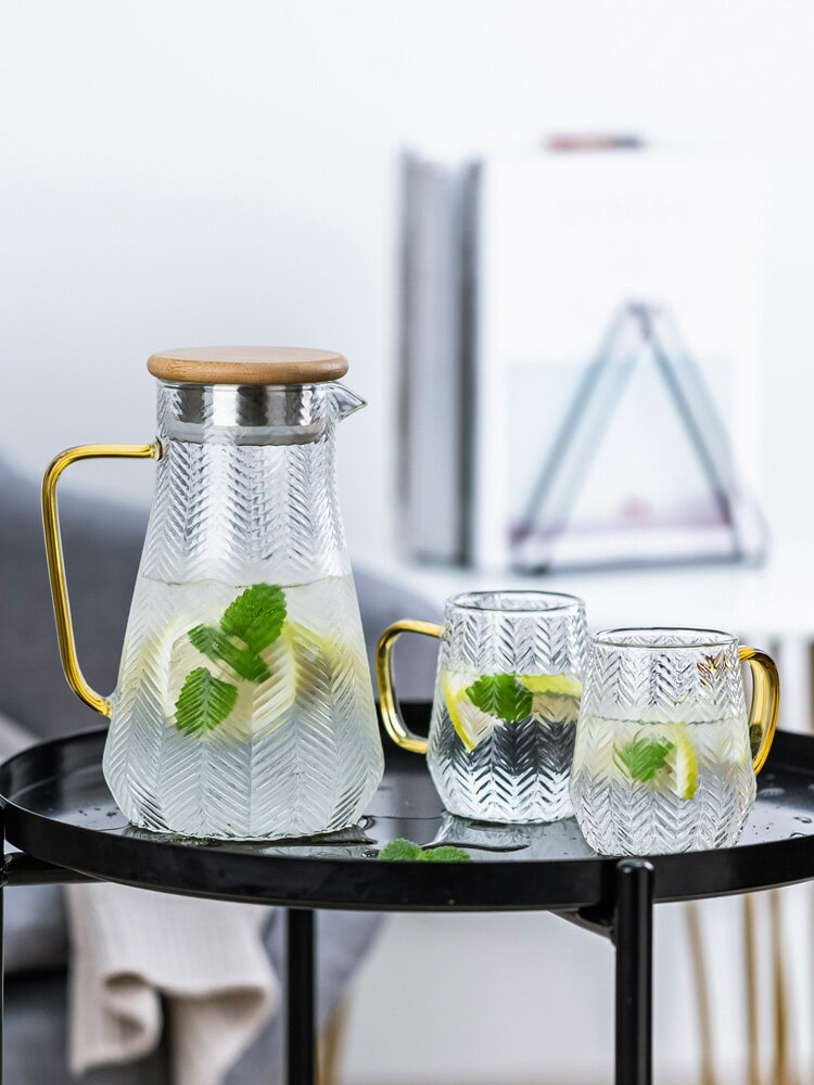 冷水壺涼水壺水杯套裝家用玻璃果汁壺扎壺耐高溫大容量北歐創意