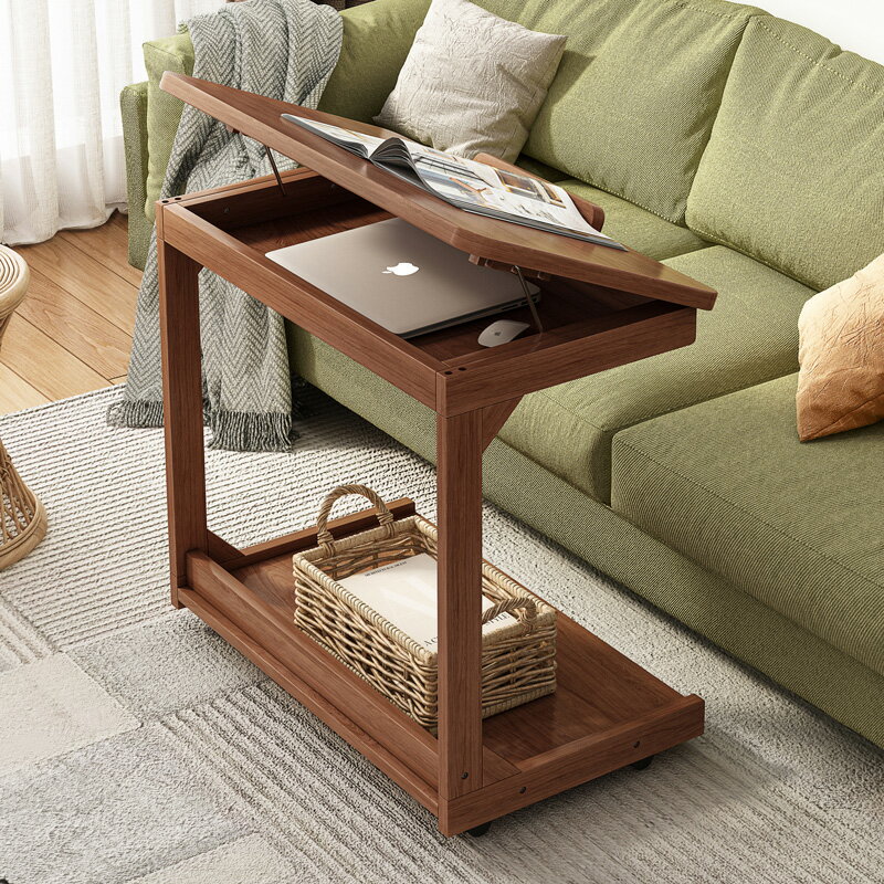 筆記本電腦桌可調節實木床邊桌可折疊升降移動懶人書桌床上沙發