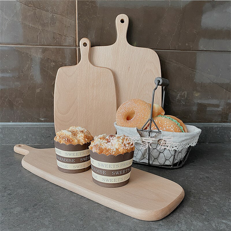 簡約現代仿真面包茶杯組合木質砧板北歐樣板房間廚房擺件搭配套裝