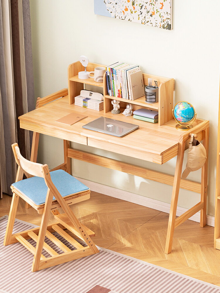 【免運】 書桌輕奢現代電腦桌子實木辦公桌學生家用小型臺式工作臺寫字臥室