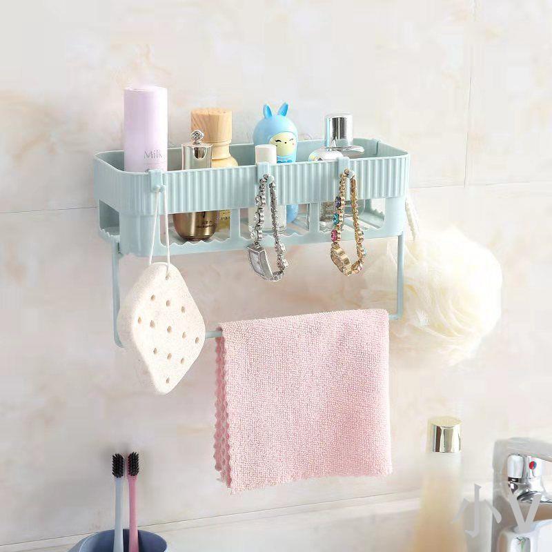 【多功能】免打孔衛生間置物架毛巾架掛壁浴室廚房吸壁自粘收納架