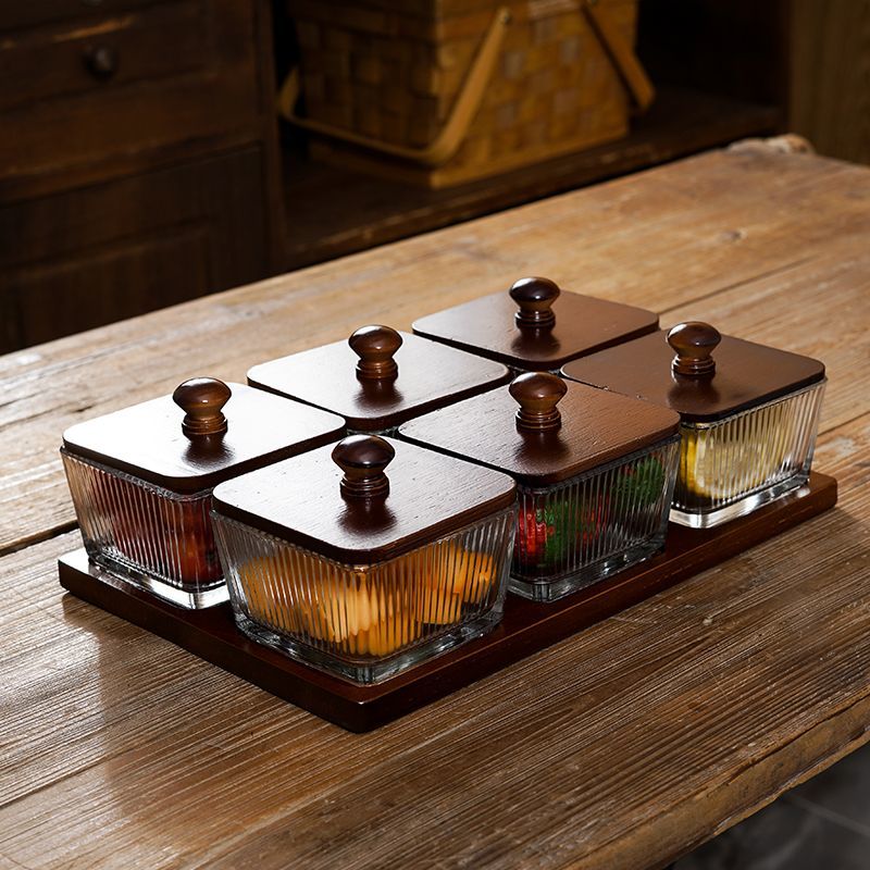 糖果盒 日式復古分格果盤 帶蓋家用客廳茶幾瓜子小吃堅果零食水果宴會擺盤