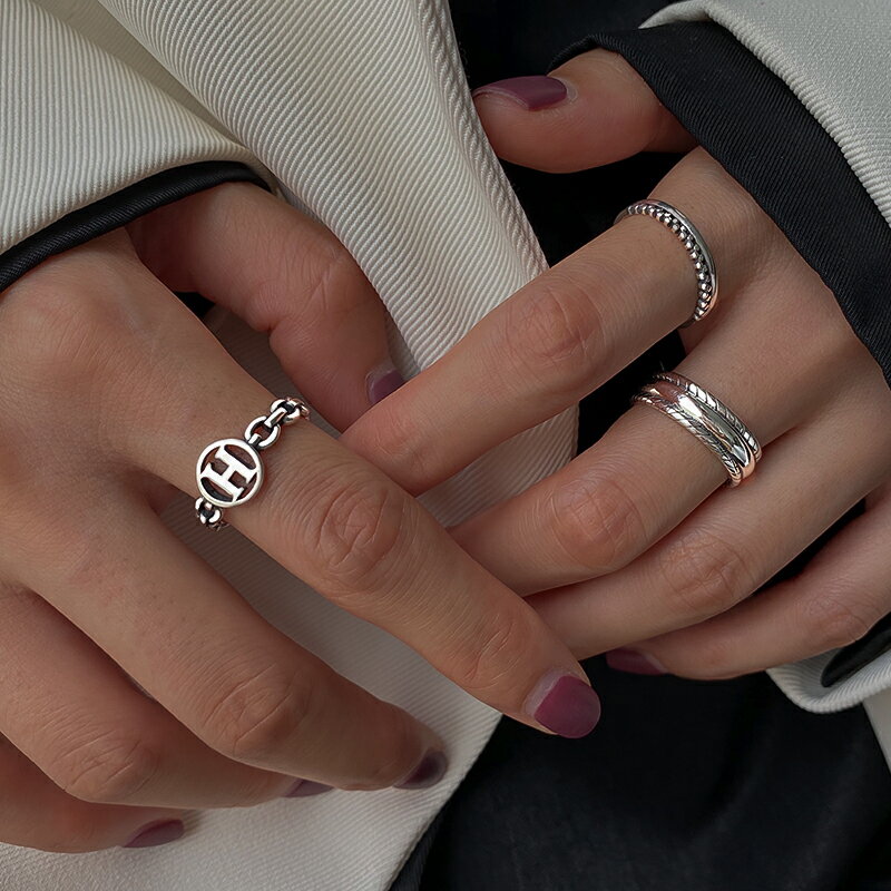 925純銀戒指女ins潮小眾設計感時尚復古冷淡風泰銀輕奢個性食指男