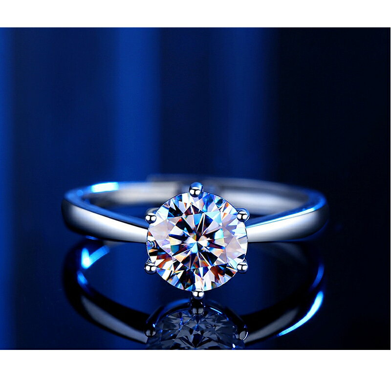 莫桑石戒指925純銀開口戒-一克拉求婚皇冠輕奢女飾品74gk6【獨家進口】【米蘭精品】