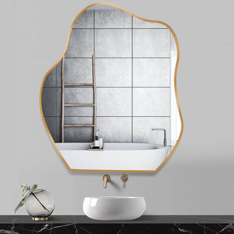 北歐浴室鏡子免打孔異形鏡子梳妝鏡廁所洗手間衛浴鏡不規則化妝鏡
