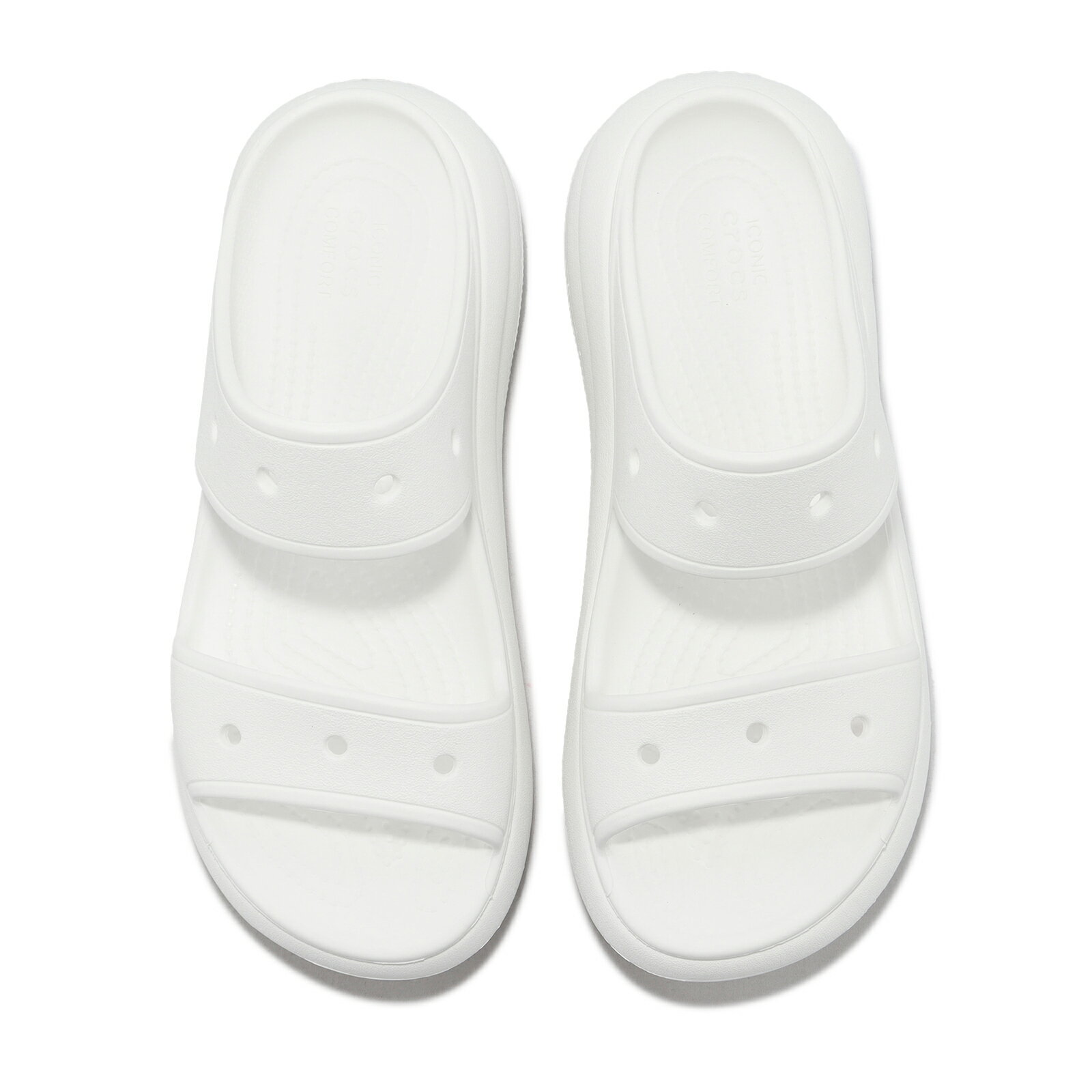 Crocs 洞洞鞋 涼拖鞋 Classic Crush Sandal 男鞋 女鞋 白 泡芙涼鞋 雙帶拖鞋