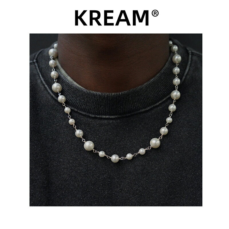 KREAM 原創 S925 純銀拼接天然貝珠珍珠項鏈男嘻哈女同款百搭