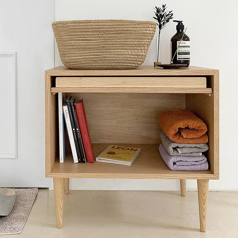 床頭櫃 日式床頭實木小尺寸一體床邊小型臥室收納窄子書
