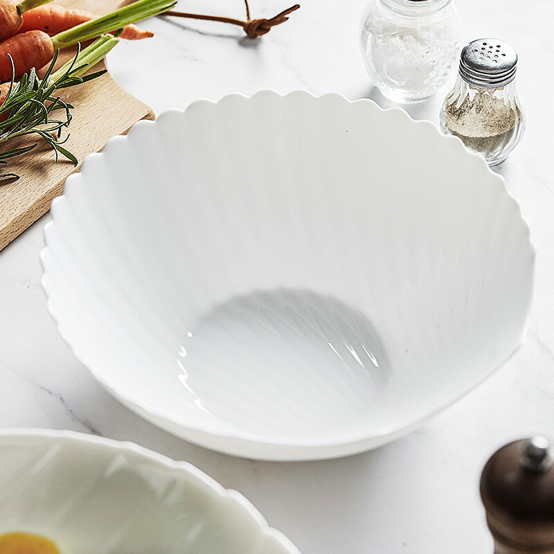 簡約家用沙拉碗創意個性大碗大號單個湯碗面碗水果碗歐珀玻璃餐具