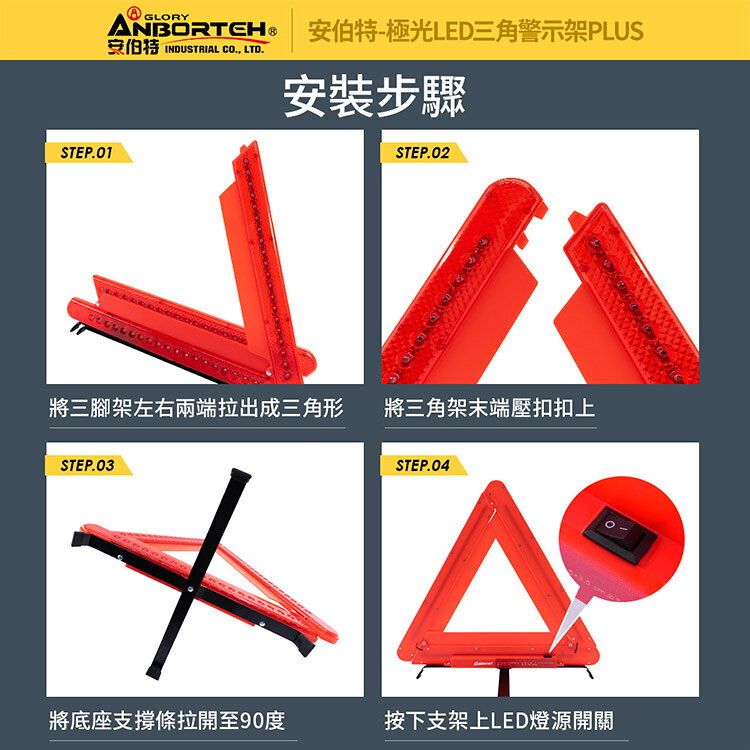 【安伯特】極光LED三角警示架PLUS(一年保固) (故障標誌 警告標示 故障警示牌 三角故障牌) 9